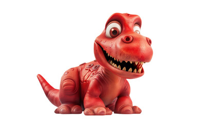 Fototapeta premium Charming Red Cartoon Dinosaur with Big Eyes Perfect for Children's Educational Materials