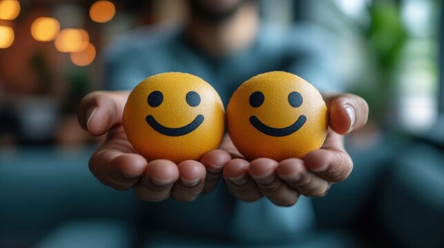 choosing on the happy smile face positive mindset selection customer service and satisfaction concept review feedback the best quality mental health and emotional state concep
