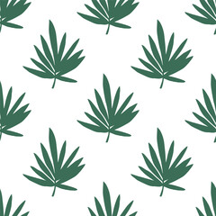 Seamless pattern with tropical leaves doodle for decorative print, wrapping paper, greeting cards, wallpaper and fabric