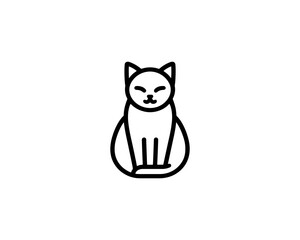 Minimalist Cat line art logo design icon vector illustration. Animal logotype concept. Outline cat logo.