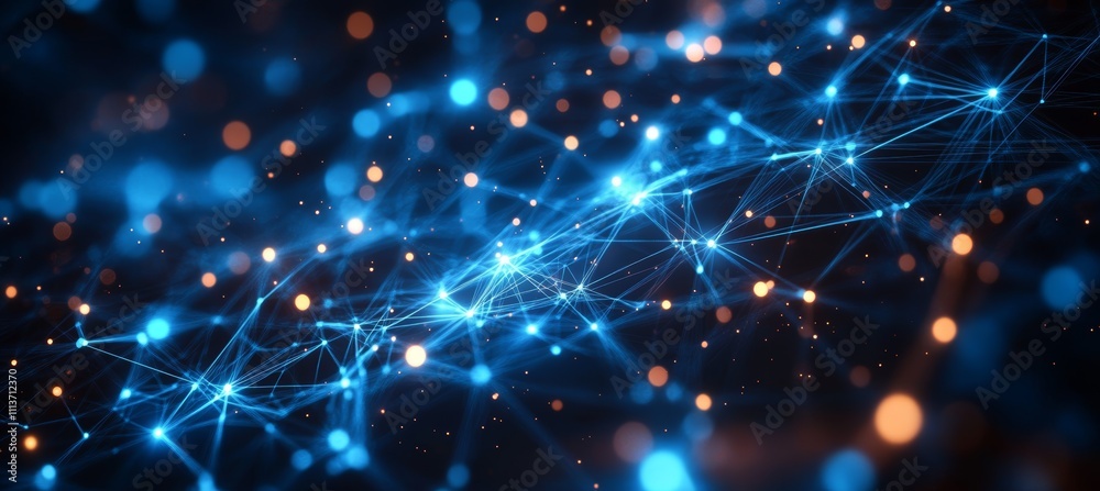 Aufkleber Abstract virtual digital network cyberspace. Generative AI technology.	
