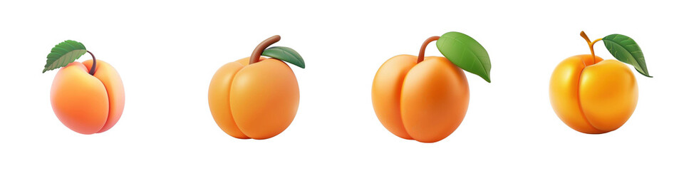 3d render apricot isolated on transparent background Cartoon Illustration in plastic style