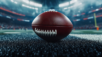 Close-up of football on field at kickoff game start