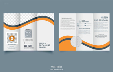 Tri fold wave brochure layout. Tri fold business brochure template