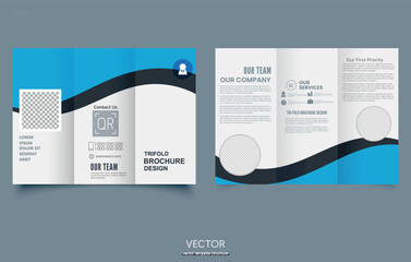 Tri fold wave brochure layout. Tri fold business brochure template