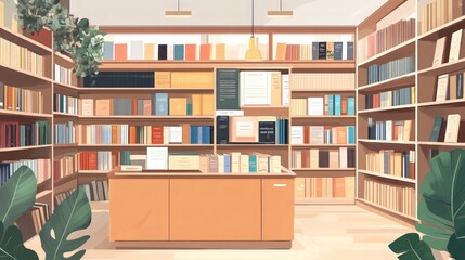 Minimalist Contemporary Literature Corner, an elegant bookstore space highlighting a sleek design with clean lines and neutral tones, inviting a modern and serene reading atmosphere.