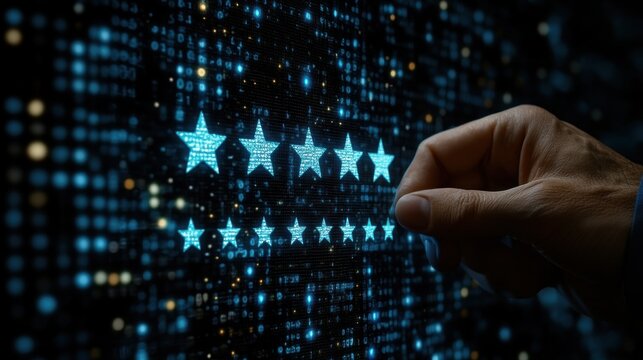 touch on popup five star icon for feedback review satisfaction service customer service experience and business satisfaction survey good product and service best qualit