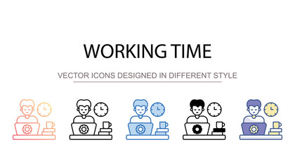 Working Time icon design with white background stock illustration
