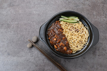 Jajangmyeon, black bean sauce noodles, Korean Food
