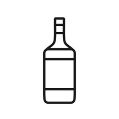Alcoholic beverage container pictogram. Whiskey, bourbon, scotch, cognac bottle line icon. Editable stroke. For web design, logo idea, mobile app. Vector illustration isolated on white background