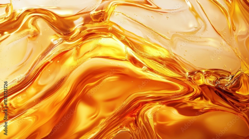 Wall mural an abstract close-up of vibrant golden fluid shapes, creating a wave-like pattern that exudes warmth