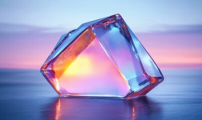 Futuristic Geometric Crystal in Pastel Colors with Soft Diffused Lighting and Reflections
