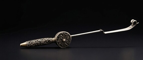 Elegant candle snuffer against a black background, perfect for refined decor