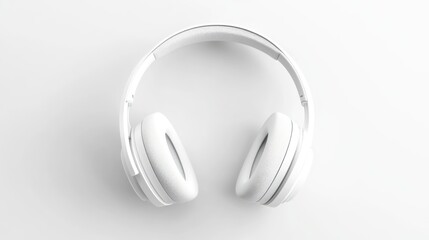 White Headphones on White Background
