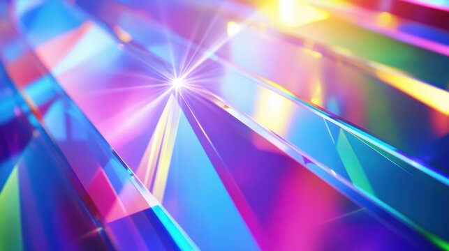 Vibrant abstract rainbow glass reflections showcasing colorful light play.