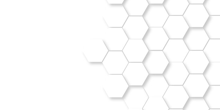 White Hexagonal Background. Luxury White Pattern. 3D Futuristic abstract honeycomb mosaic white background. geometric mesh cell texture. modern futuristic wallpaper. - Powered by Adobe