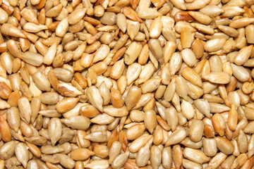 Peeled roasted sunflower seeds.The texture of sunflower seeds.