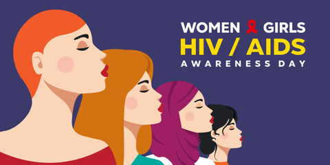 National Women and Girls HIV/AIDS Awareness Day. Women and girls. Suitable for cards, banners, posters, social media and more. Dark background. 