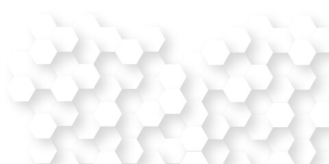 White Hexagonal Background. Luxury White Pattern. 3D Futuristic abstract honeycomb mosaic white...