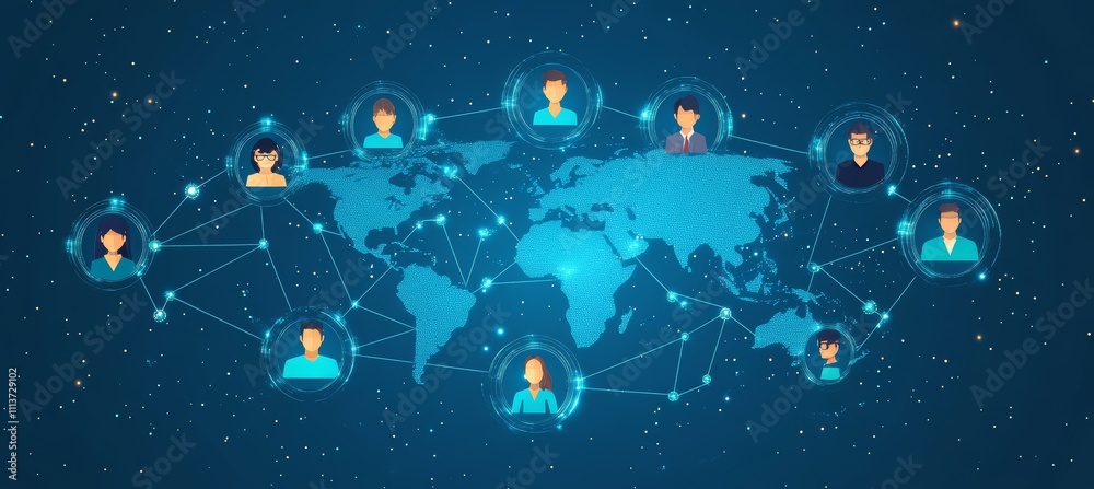 Aufkleber Digital world map of business relation. Global internet network telecom and communication. Generative AI technology.	
