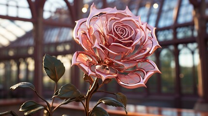 Stained glass image of beautiful and natural target pink rose.  HD 8K wallpaper Stock Photographic Image