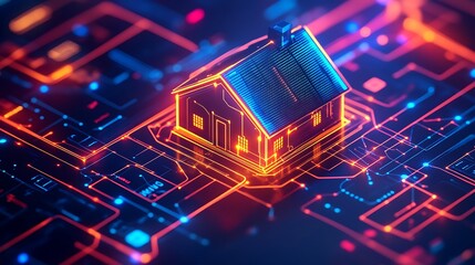 Modern digital visualization showcasing smart home system features photos