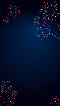 Potrait Blue Gradient New Year Background with Colorful Firework