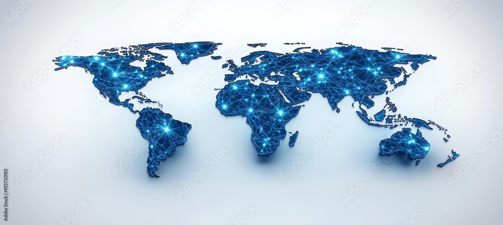 Leinwandbilder World map. Global wireless internet network telecom and communication. Generative AI technology.	

