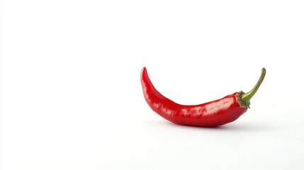 Single Red Chili Pepper on White Background