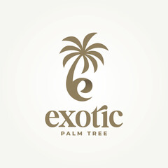 Initial letter E palm tree icon logo vector illustration design. simple modern vacation, travel, holiday logo concept