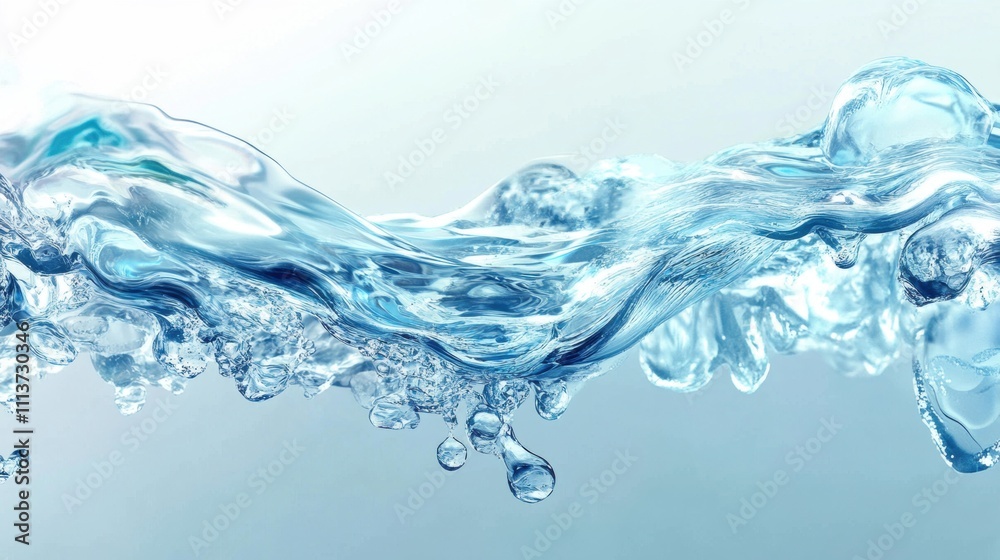 Wall mural fluid motion of crystal-clear water creating dynamic splashes.