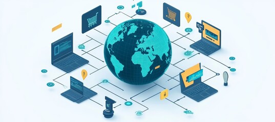 Global wireless internet network telecom and communication. Generative AI technology.