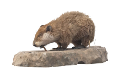Fototapeta premium 3D Rendering of a Beaver Building a Dam for Environmental Studies