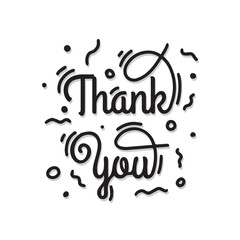 Thank you day. Handwritten lettering thank you. Doodle style. Vector illustration of a thank you card.