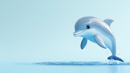 A cartoon dolphin jumping out of the water.