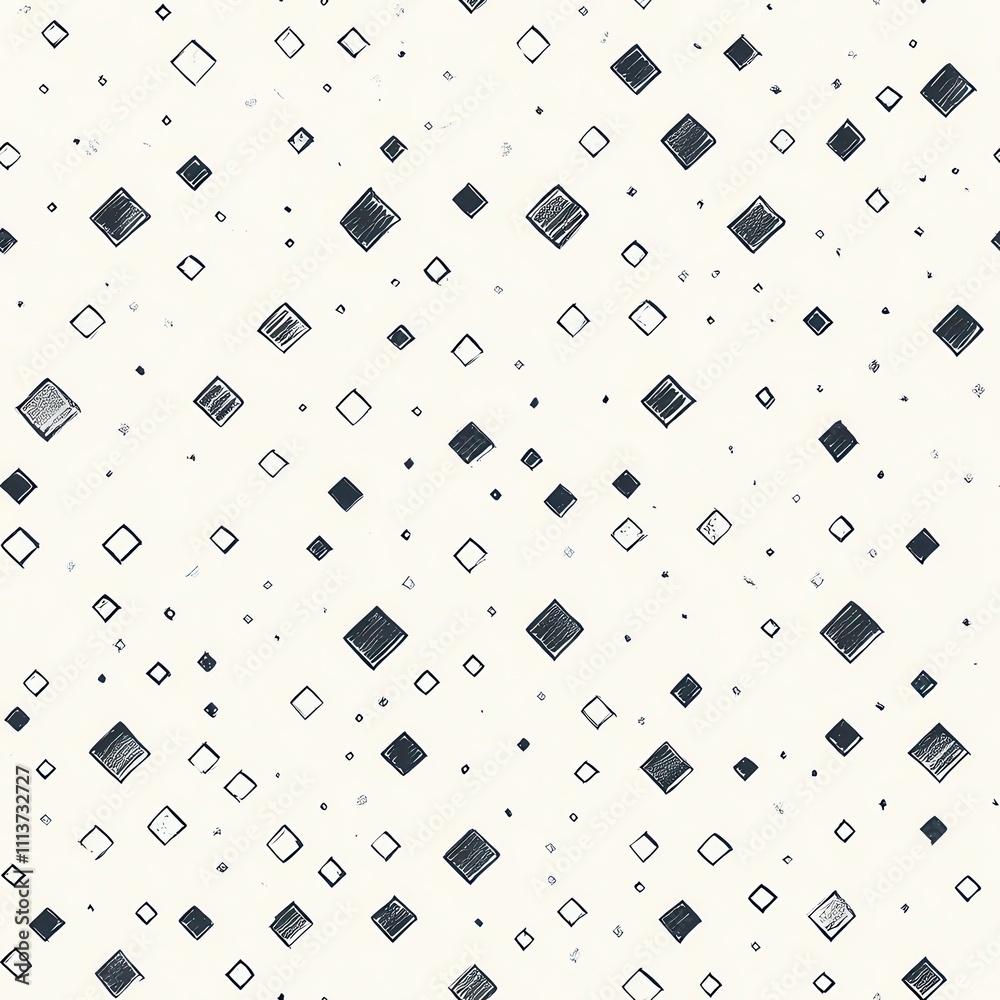 Poster the pattern showcases small, uniformly spaced squares and diamonds in black and white, arranged on a