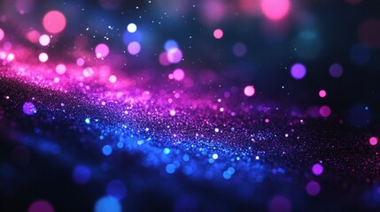 A captivating abstract background showcasing vibrant purple and blue bokeh lights.