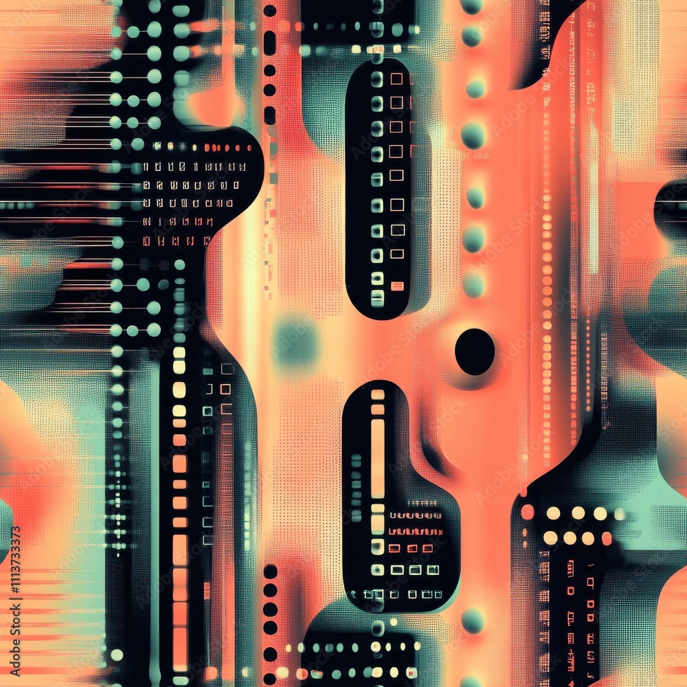 Fototapete an intricate arrangement of colorful digital sequences forms a striking abstract pattern, reflecting