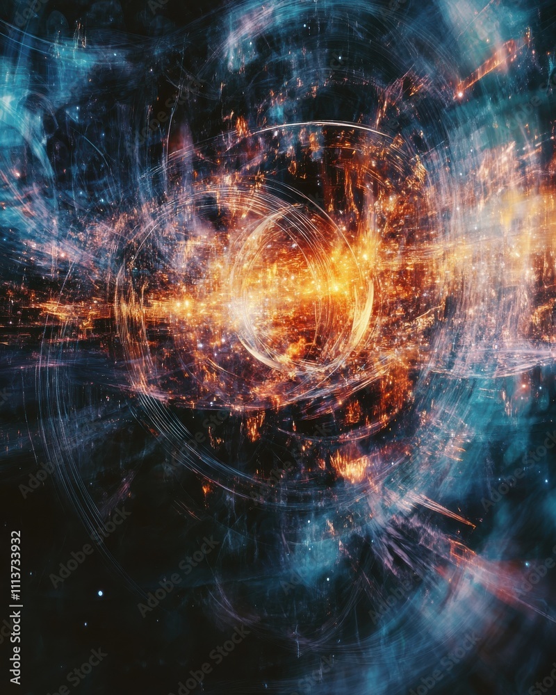 Poster a captivating display of a black hole intertwining with radiant cosmic energy, showcasing the dynami