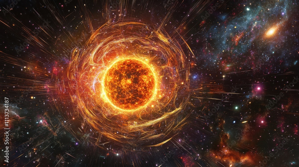 Poster This visual representation showcases the Higgs boson, surrounded by a dynamic cosmic environment that highlights its significance in particle physics and the universe's structure.