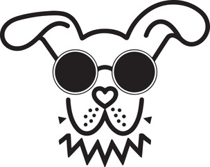 Dog Sunglasses Outline Vector Icon set Design - Cool Puppy Line Art Illustration for Pet Fashion, Accessories, Logos, Minimalist Graphics, and Modern Branding