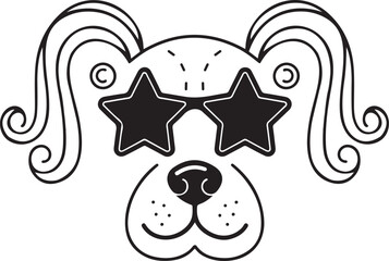 Dog Sunglasses Outline Vector Icon set Design - Cool Puppy Line Art Illustration for Pet Fashion, Accessories, Logos, Minimalist Graphics, and Modern Branding