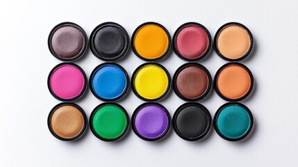 a photostock of a watercolor paint set with vibrant colors on a clean white background, artistic hobby 2025