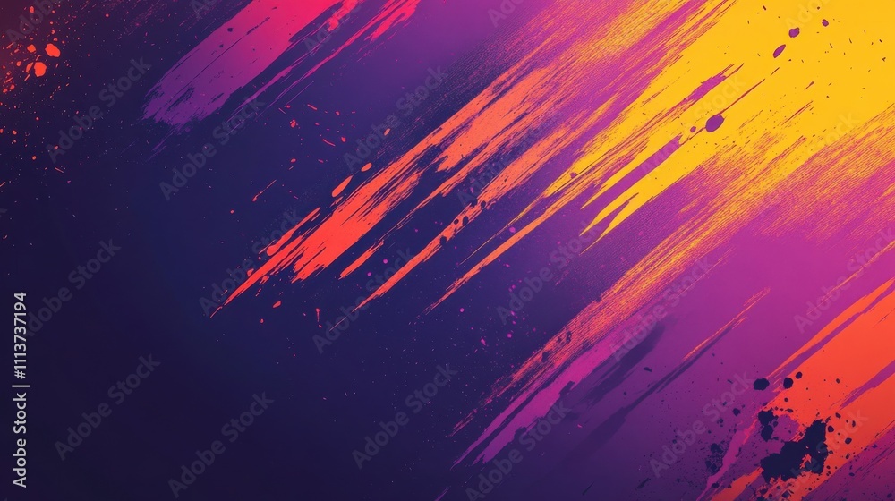 Aufkleber this bold abstract background features striking splashes of vibrant colors, including orange and pur