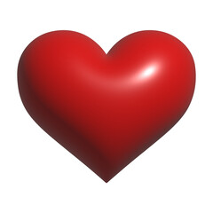 Red 3d heart with light isolated on transparent background