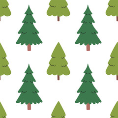 Fir seamless pattern, evergreen plant, spruce cedar background, New Year pattern for wrapping paper, postcard, banner
