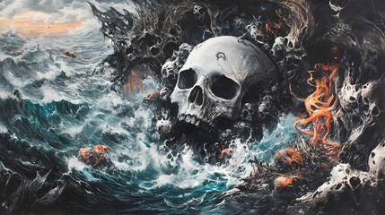 Ocean of Skulls: A Dark Fantasy Seascape
