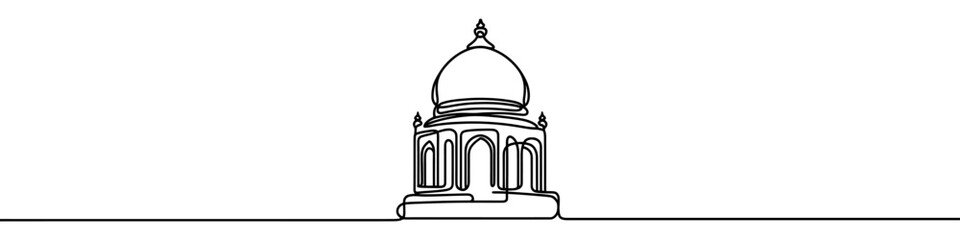 One continuous line drawing of a christian orthodox church building exterior