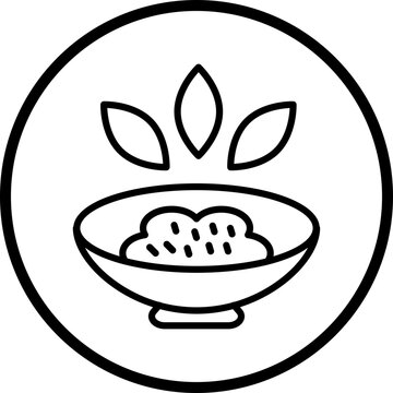 bowl of food with leaves in circle clip art preview