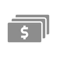 Dollar bill note money stack. US currency banknotes vector icon.
